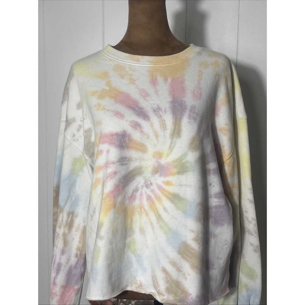 Abercrombie & Fitch Sweatshirt Women Sz Medium Colorful Tie Dye Crew Y2K Hippy